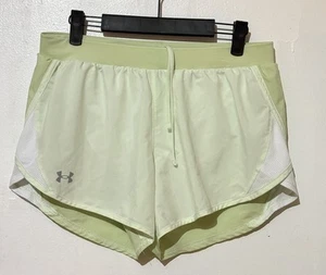 Under Armour Light Fluorescent Lime Green White Lined Athletic Shorts Women's M - Picture 1 of 8