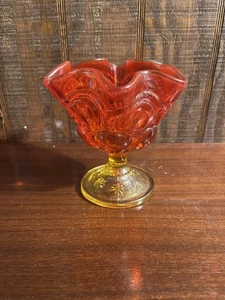 Vintage L.E. Smith Moon and Stars Amberina Glass Compote or Candy Dish - Picture 1 of 8
