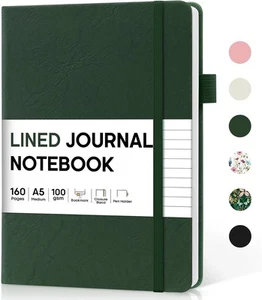 Lined Journal Notebook for Women & Men, Hardcover Leather A-Dark Green - Picture 1 of 7