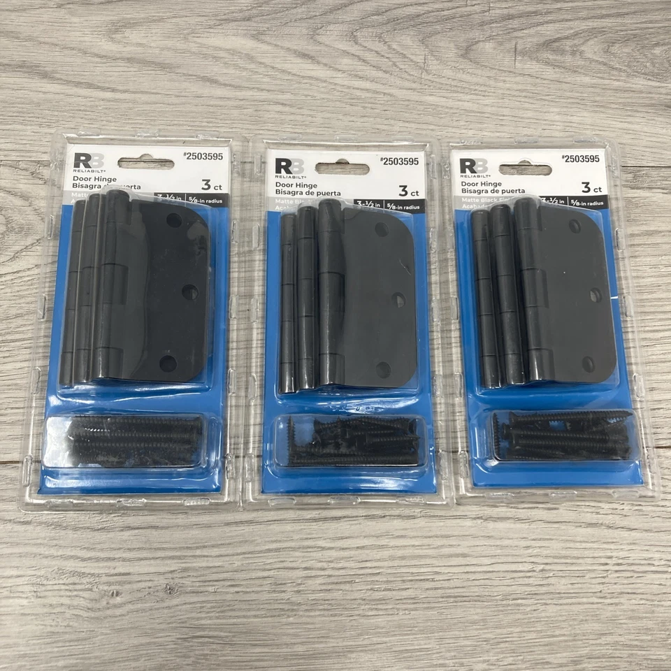 Bisagras de puerta interiores de mortaja negras mate Reliabilt #2503595 3 paquetes/9 en total NUEVO Foto 1 de 4