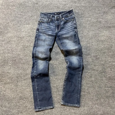 BKE Jeans Mens 27x32 Blue Alec Slim Straight Medium Wash Embroidered Denim - Image 1 of 4