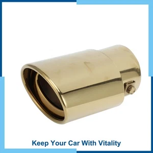 Universal Pack (1) Slant Exhaust Tip, Car Bolt on Stainless Steel Gold Tone - Picture 1 of 9
