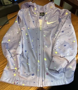 Nike DRI-FIT Girls Purple Lavender w/ Speckles FULL ZIP Jacket Hoodie Size 4T  - Picture 1 of 13