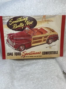 Vintage 1946 Ford Sportsman’s Convertible Woodie Postcard Advertising Mint! - Picture 1 of 11