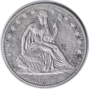 Medio dólar de plata Liberty 1855-O/O sentado RPM 1 FS-501 EF sin certificación #714 - Imagen 1 de 2