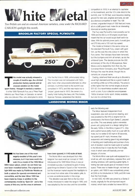 Plymouth Fury Brooklin White Metal Morris Minor Landsowne & Triumph Crossway A - Image 1 of 2