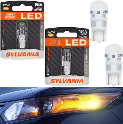 Sylvania ZEVO LED Light 194 Amber Orange Two Bulb License Plate Replacement JDM - Image 1 of 4