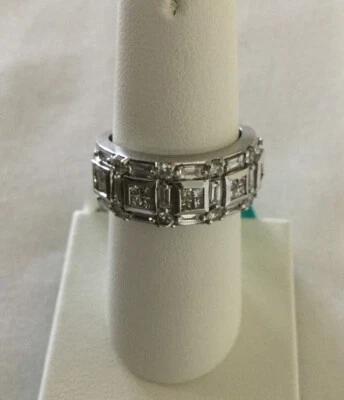 Hermoso anillo de banda ancha de diamantes de oro blanco de 14 K EFFY BH talla 7,0 nuevo con etiquetas Foto 1 de 4