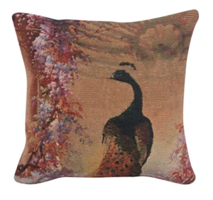 New Belgian Tapestry Pillow Covers: Peacock Accent - Picture 1 of 4