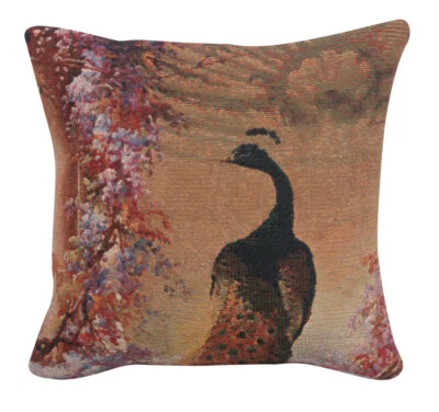 New Belgian Tapestry Pillow Covers: Peacock Accent - Image 1 of 4