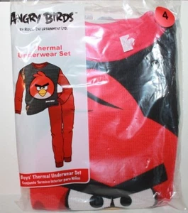 Angry Birds NWT Boys 4 100% Cotton Thermal Long Underwear 2 Pc. Set - Picture 1 of 2