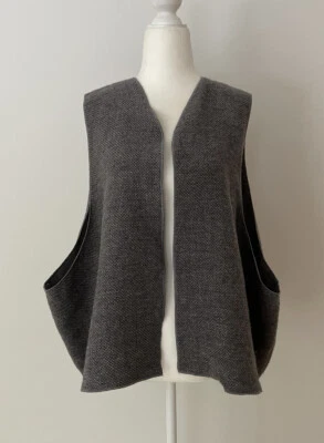 ESKANDAR Women’s Vest Top Open Front Sleeveless Wool Gray Size 0 - Image 1 of 4