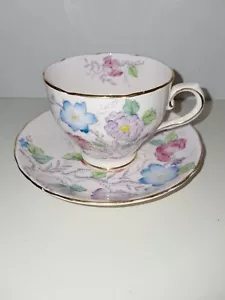 Beautiful Vintage England Tuscan Bone China Demitasse Cup & Saucer Set pink - Picture 1 of 6