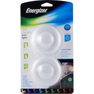 Energizer Battery Powered Color-Changing LED Puck Lights - 20 Lumens - 2-Pack - Image 1 of 3