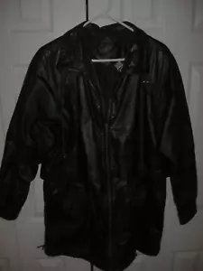 Womens Black J FERRAR Quilted Lined Leather Coat Small - Picture 1 of 4