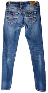 Underground Soul Womens Sz 0 Stretch 30” Inseam Stretch Blue Jeans Whiskered EUC - Picture 1 of 7