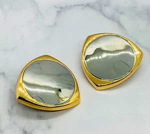 Auth YSL YVES SAINT LAURENT Metal Shield Clip On Earrings - Pre owned / LK4937 - Imagen 1 de 9