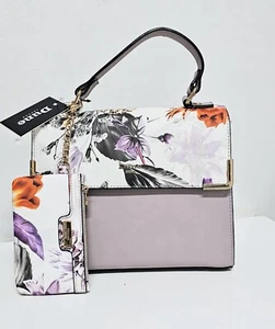 Dune Floral Print Satchel Handbag Crossbody Bag Colour lilac /Lavender & White - Picture 1 of 13
