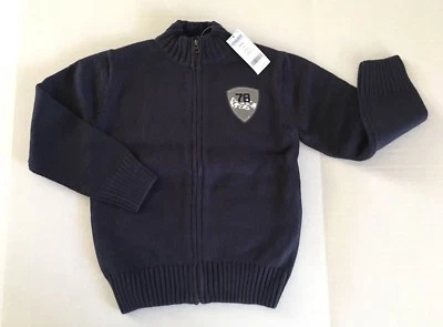 NWT Gymboree Ski Cabin Size M 7-8 Navy Blue Nordic Flag Zip Cardigan Sweater - Image 1 of 2