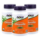 3 x NOW Chlorella 500 mg 200 Tablets Green Superfood Fresh Made In USA