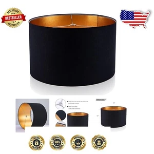 Drum Lampshade 18"x12" in Black Gold - Effortless Installation and Style - Picture 1 of 11