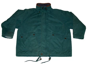 Vtg Charles Klein Mens L 2XL Zip Rollup Hood Brass & Leather Trim Barn Coat - Picture 1 of 15