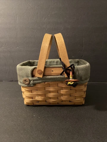 Longaberger 2003 Small Rectangle Basket Insert, Liner, & Halloween Tie On Cover