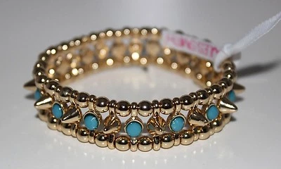 Brazalete elástico TURQUESA chapado en oro 14k nuevo con etiquetas Jules Smith  Foto 1 de 4