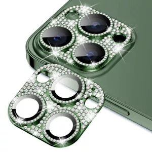 Bling Fr iPhone 15 14 Pro Max Glass 3D Diamond Camera Protector Metal Lens Cover - Picture 1 of 15