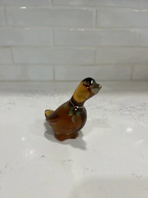 Fenton Autumn Gold HP Goose 3.75 inches 5358 YB