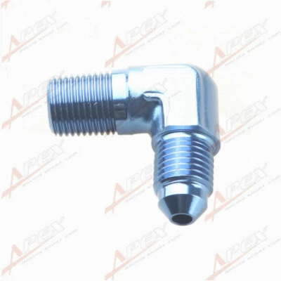 AN3 3AN AN-3 To 1/8" NPT 90 Degree Male Aluminum Fitting Adapter Blue - Image 1 of 4