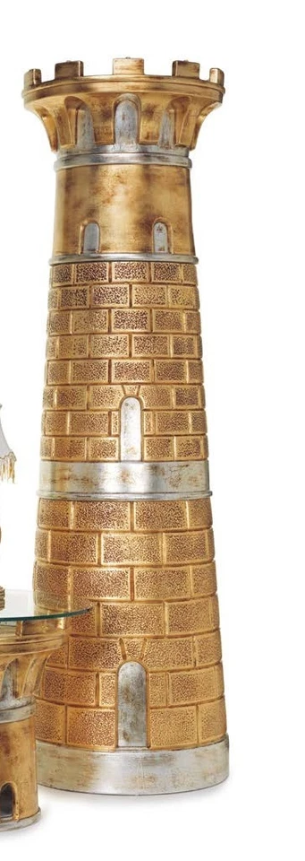 COLONNA TORRE ALTA A LAMPADA IN CERAMICA FOGLIA ORO E ARGENTO ARREDO CASA - Immagine 1 di 1