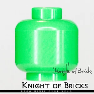 LEGO Minifigure Head BRIGHT GREEN Plain Solid Color - Picture 1 of 2
