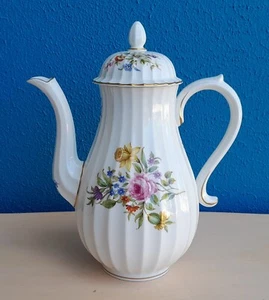 VINTAGE ROYAL WORCESTER ROANOKE FLORAL COFFEE POT MADE IN ENGLAND - Picture 1 of 8