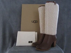 UGG Australia Ava Botas Altas de Cuero Castaño de Piel Expuesta Zapatos EE. UU. 7 EUR 38 NUEVAS SIN CAJA - Imagen 1 de 6