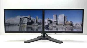 Dual Monitor Full HD 1080p 2 x 24" +New Stand Screen Home Office Monitor Bundle - Picture 1 of 16