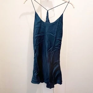Olivia Von Halle Bella Silk Camisole Top Size 4 Large Blue Sleepwear Pajamas - Picture 1 of 8