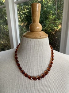 Art Deco Amber Faceted Natural Graduated Bead Necklace bead barrel clasp 52cm - Picture 1 of 11