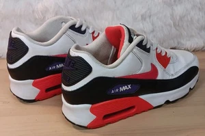 NIKE 833412-117 WHITE CRIMSON AIR MAX 90 LTR GS YOUTH SNEAKERS SIZE US 7Y - Picture 1 of 7
