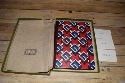 NIB! Authentic Gucci Luxury Notebook Journal Geometric G Printed Red - Image 1 of 4