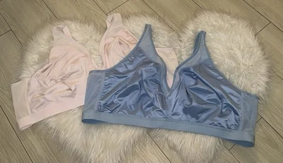 2 sujetadores inalámbricos Catherines Simply Cool sin forro WF para mujer Plus 52C azul rosa Foto 1 de 4