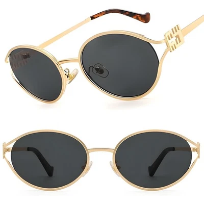 Золотой и черный круглый солнцезащитные очки ретро стильный роскошь моды для женщин стильный - Изображение 1 из 4