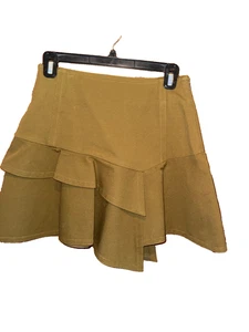 Derek Lam 10 Crosby Olive Army Green Ruffle Mini Skirt Size 0  asymmetrical - Picture 1 of 5