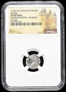 HUNGARY. Queen Maria, 1382-1395. Silver Denar, NGC XF Details - Picture 1 of 2