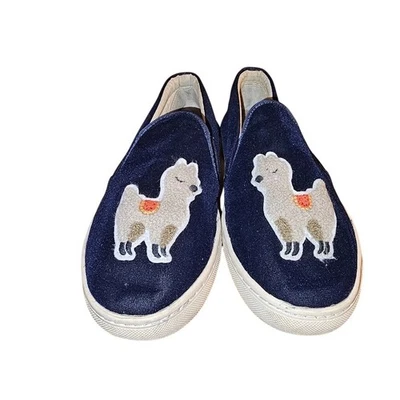 Soludos Navy Blue Velvet Slip On Shoes Llama Women US Size 9 Anthropologie - Image 1 of 4