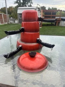 Juego de 5 utensilios de cocina vintage rojos raros Club de aluminio fundido - Imagen 1 de 18