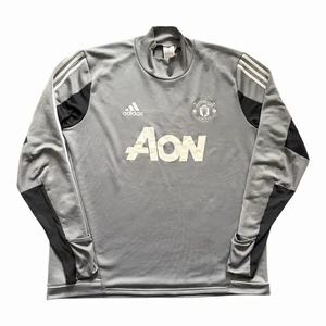 Adidas Manchester United 2017/18 Training Top Taglia XL Uomo Grigio Manica Lunga Aon - Foto 1 di 12
