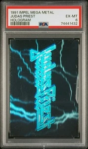 Tarjeta coleccionable Mega Metal Judas Priest Band Logo Holograma 1991 | PSA 7 casi nuevo Pop 2 - Imagen 1 de 6