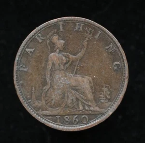 UK (Great Britain) 1860 Farthing - Victoria - Nice Details - Picture 1 of 2