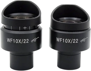 Pair of Very Sharp 23mm WF10X 22 Hi-Eyepoint Microscope Eyepieces + Eye Guards - Picture 1 of 3